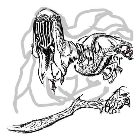 A sketch of the Dancer of the Boreal Valley from Dark Souls III.